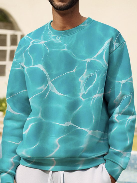 JoyMitty Hawaiian Water Ripple Print Men's Crew Neck Sweatshirt