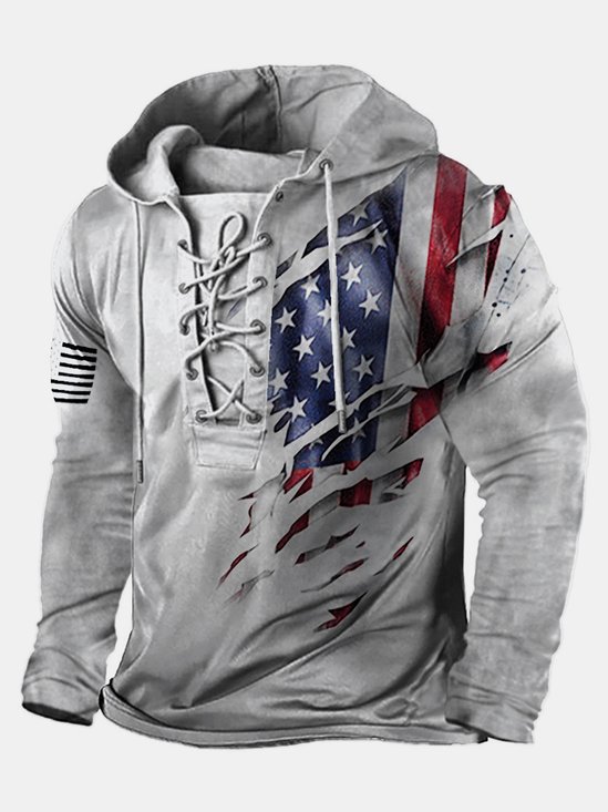 JoyMitty Men's Vintage American Flag Hoodie Long Sleeve Jacket