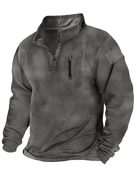 JoyMitty Outdoor Warm Zipper Men's Stand Collar Long Sleeve Hoodie