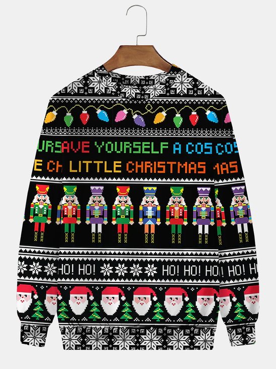 JoyMitty Men's Christmas Cartoon Fun Printed Crew Neck Sweatshirt