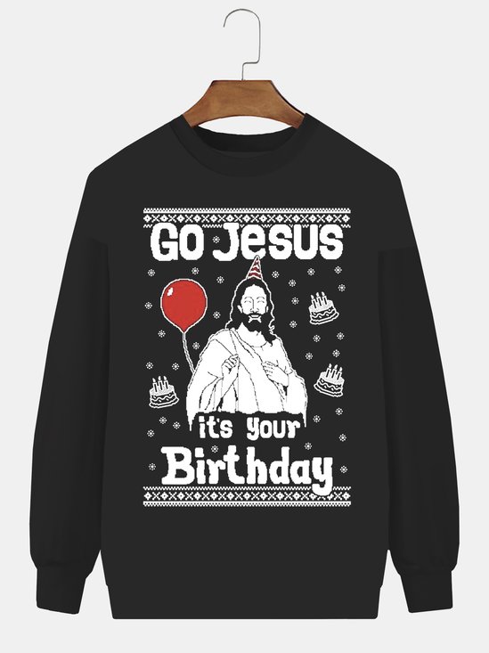 JoyMitty Christmas print round neck long sleeve sweatshirt