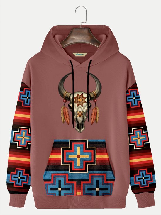 JoyMitty Men's Aztec Print Art Festive Hooded Sweatshirt