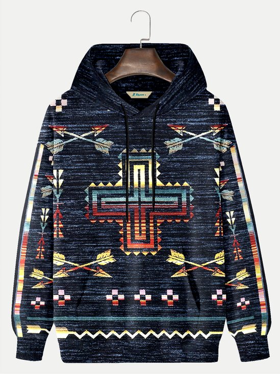 JoyMitty Men's Aztec Print Art Festive Hooded Sweatshirt