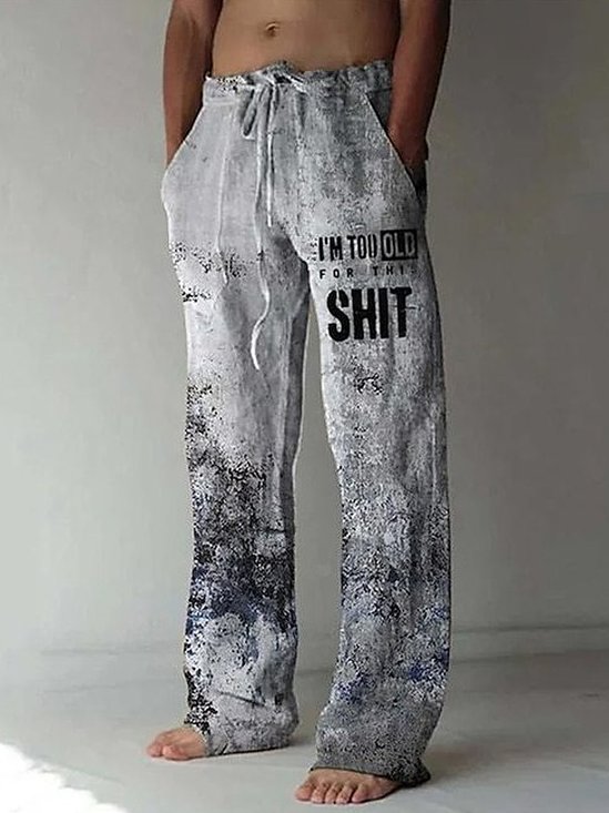 JoyMitty Retro Letter Print Men's Casual Pants