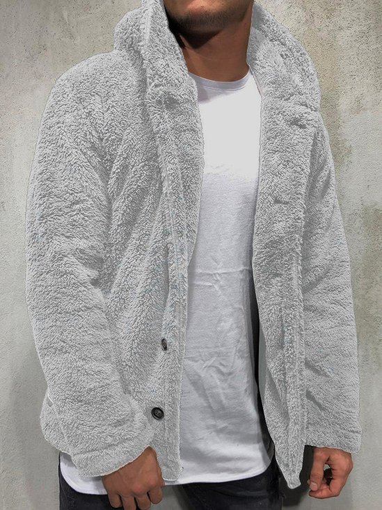 JoyMitty Fleece Warm Men's Button Hooded Sweatshirt