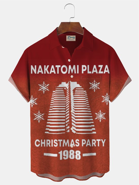 Nakatomi Plaza Christmas Party 1988 Printed Men's Button Pocket Shirt