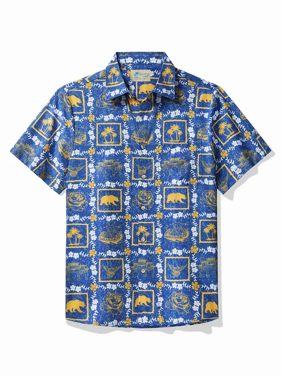 JoyMitty Hawaiian Coconut Tree Print Men's Button Pocket Quick Dry  Cool Ice Shirts  Sweat-wicking Shirt