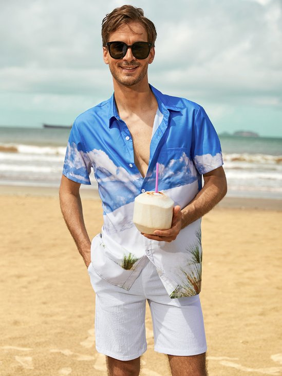 Square Neck Cotton-Blend Abstract Shirts & Tops