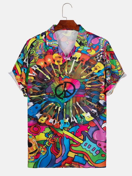 Printed Ombre Shirt Collar Shirts & Tops