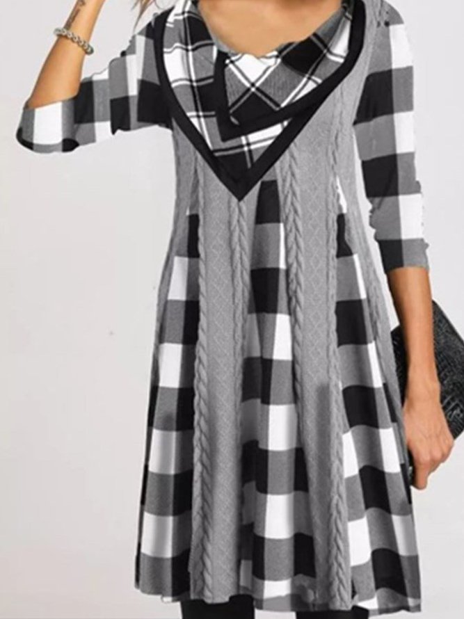 CLEARANCE Gray Checkered/plaid Long Sleeve Dresses Clearance