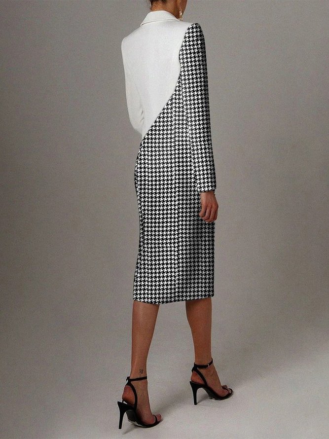 CLEARANCE Women Gray Long Sleeve Checkered/plaid Dresses Clearance