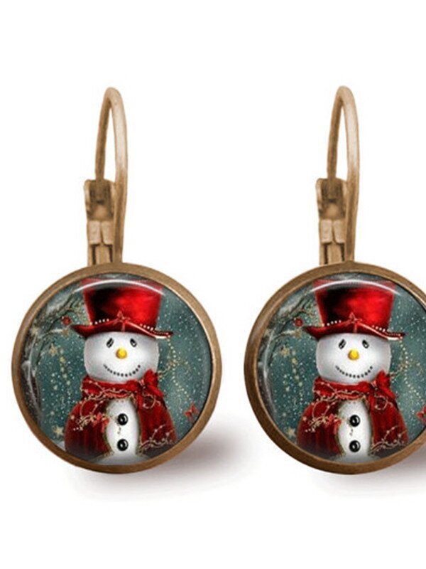 Christmas snowman time gem earrings