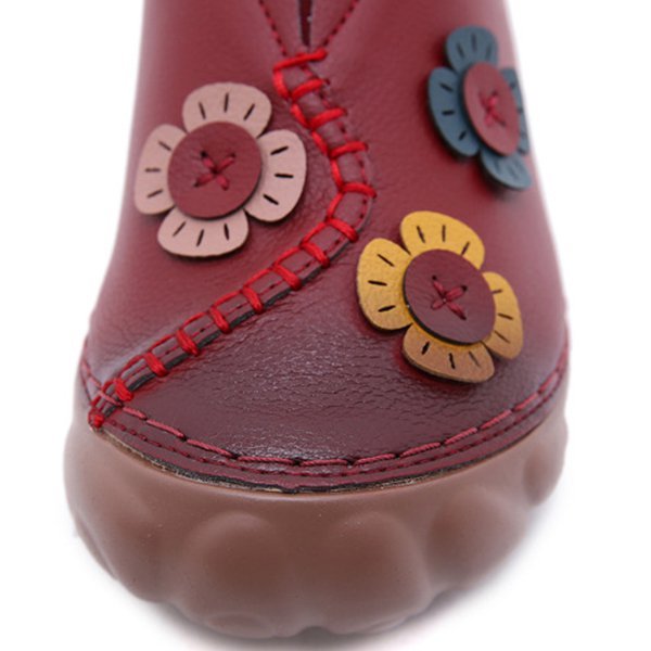 Women Vintage Flower Slip On Flats Shoes