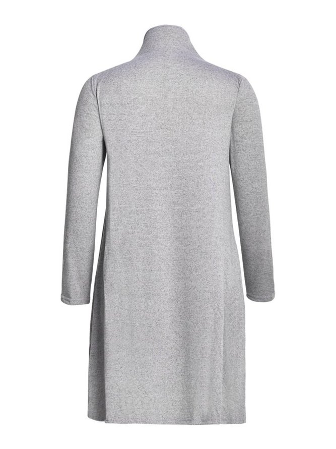 JOYMITTY Women Casual Long Sleeve Stand Collar Plain Dresses | joymitty