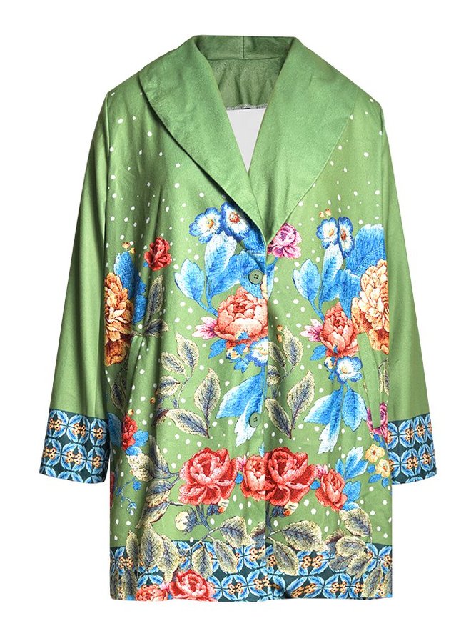 JOYMITTY Women Print Floral Casual Outerwear