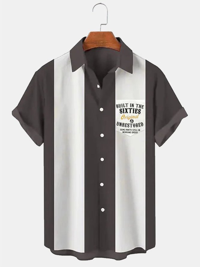 Men's Vintage Bowling Shirt Built In The Sixties Printed Funny Birthday Short Sleeve Shirts