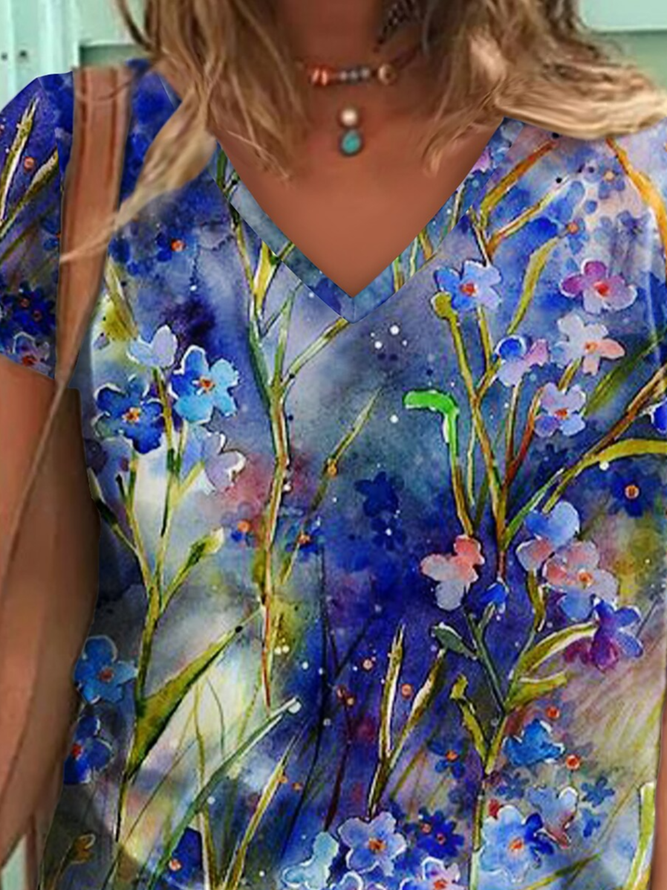 Regular Fit Floral Vacation Short Sleeve T-shirt