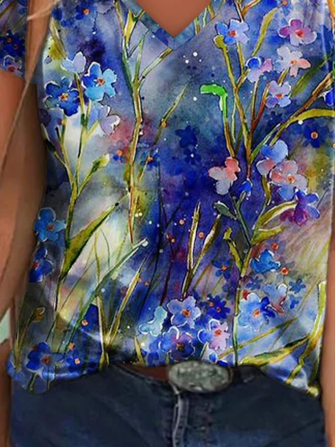 Regular Fit Floral Vacation Short Sleeve T-shirt