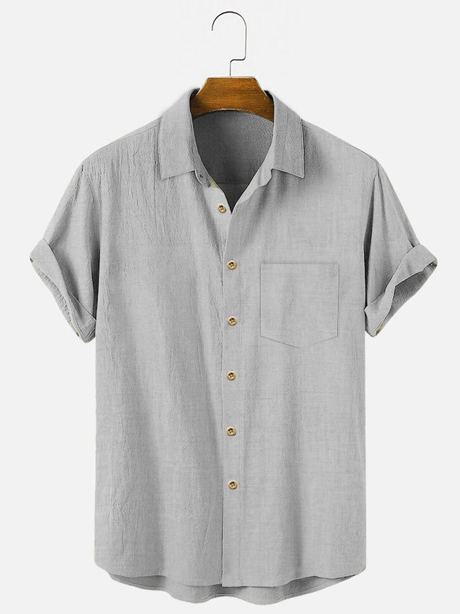 Men's Wrinkle Free Seersucker Casual Shirts Cotton Linen Plus Size Top ...