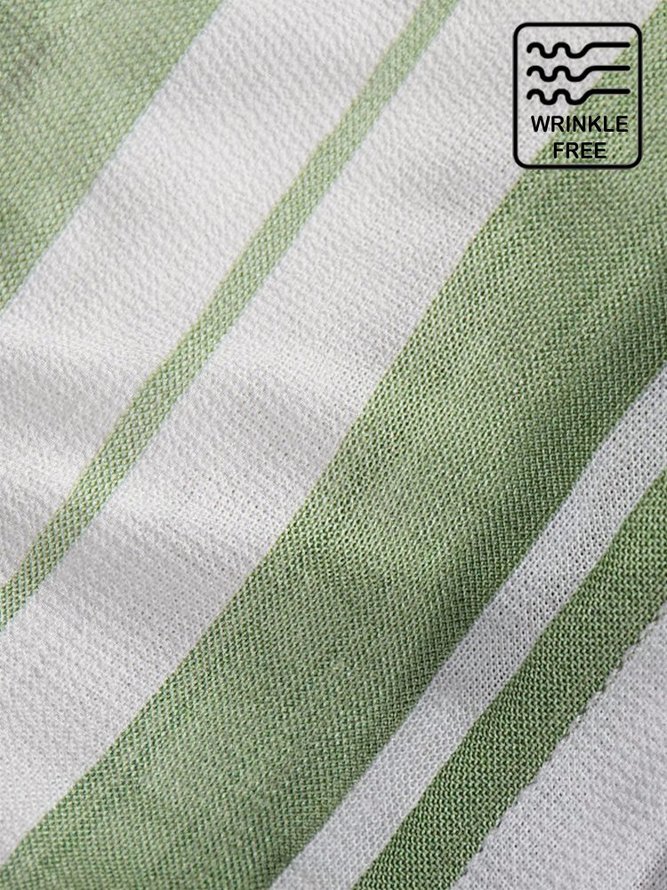 Men's Wrinkle Free Seersucker Multicolor Striped Shirts Plus Size Cotton Linen Casual Shirts