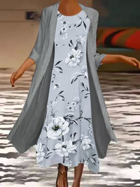 Gray Printed Floral Half Sleeve Maxi Dresses Long Maxi Dresses For Women S M L XL XXL