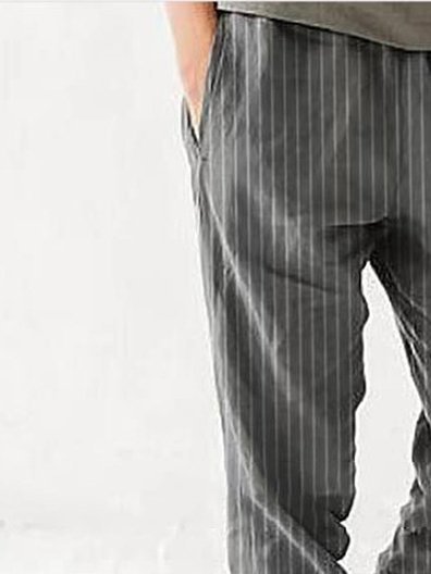 Pockets Striped Shift Casual Pants