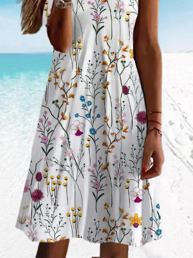 Floral A-Line Jersey Short Dress