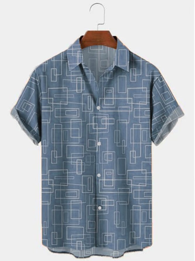 Mens Geometric Casual SeriesShort Sleeve Shirts & Tops