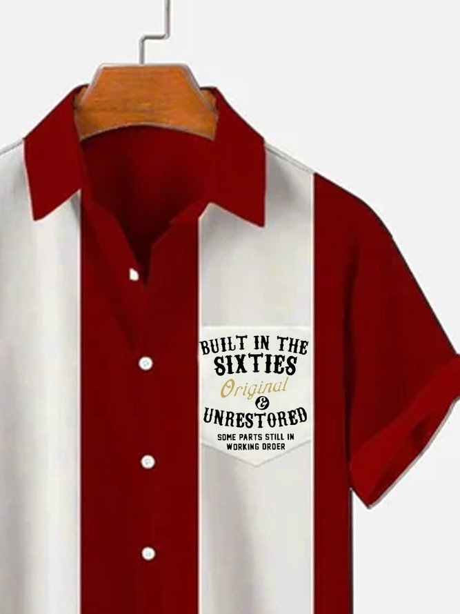 Men's Vintage Bowling Shirt Built In The Sixties Printed Funny Birthday Short Sleeve Shirts
