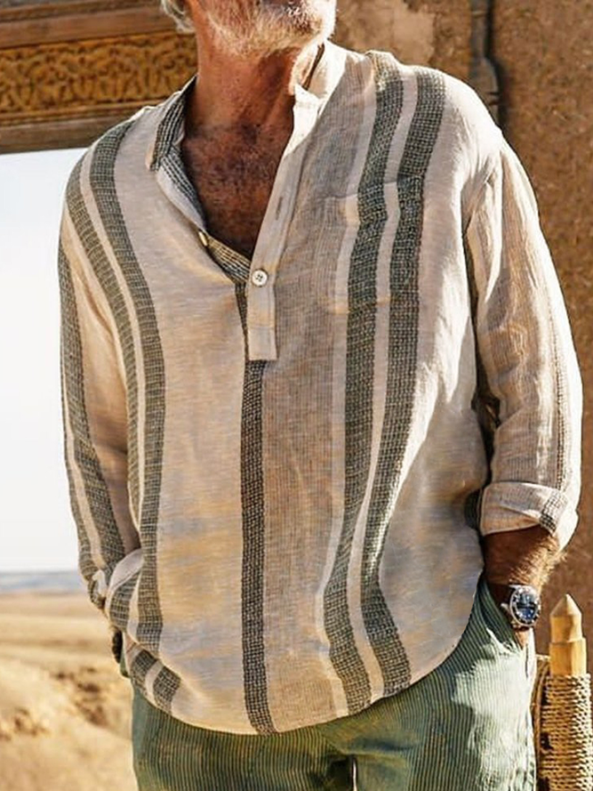 Striped Chest Pocket Long Sleeve Shirt