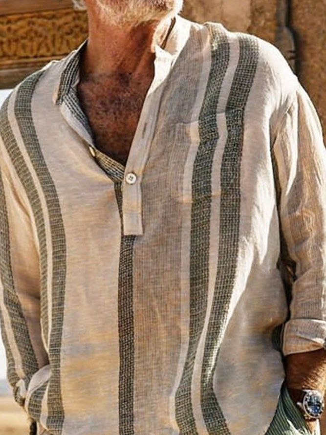 Striped Chest Pocket Long Sleeve Shirt