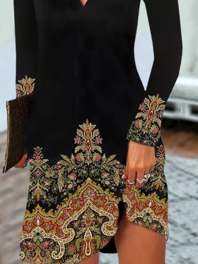 Long Sleeve Casual Printed Dresses