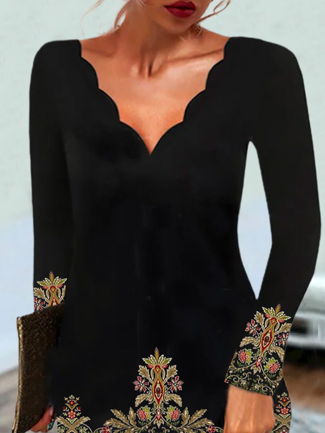Long Sleeve Casual Printed Dresses