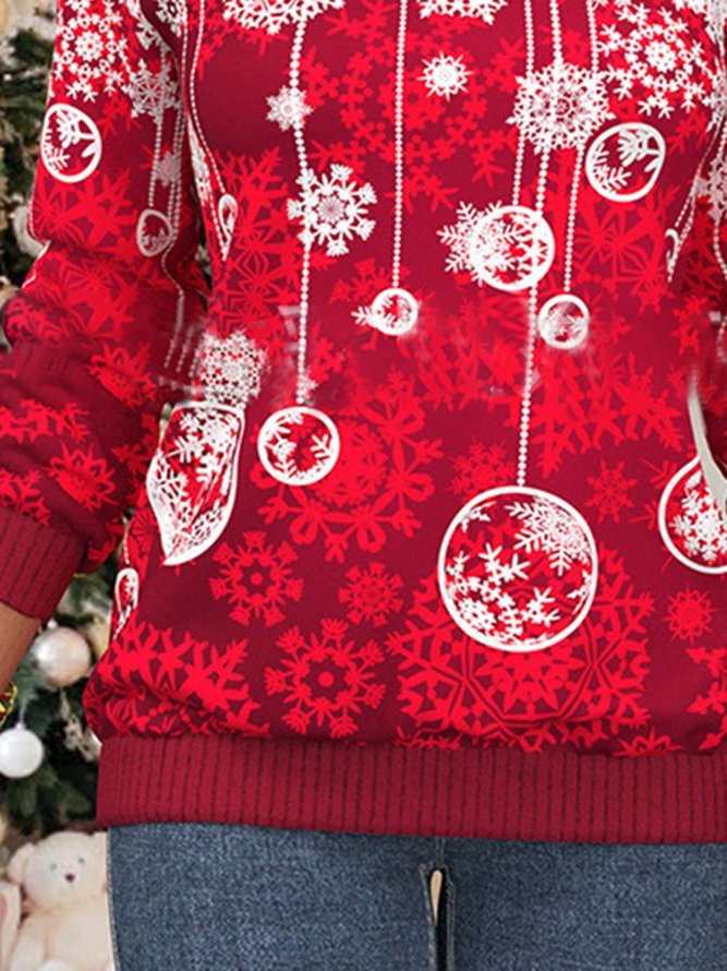 Christmas Women Long Sleeve Shift Round Neck Sweatshirt