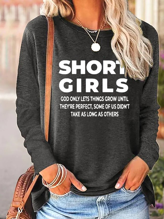 Women's Short Girls Funny Graphic Print Casual Text Letters Cotton-Blend Top