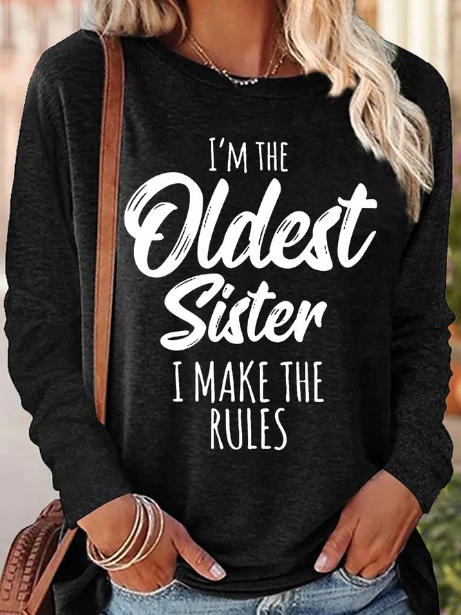 Womens Funny Sister Gift Old Sister Casual Tops