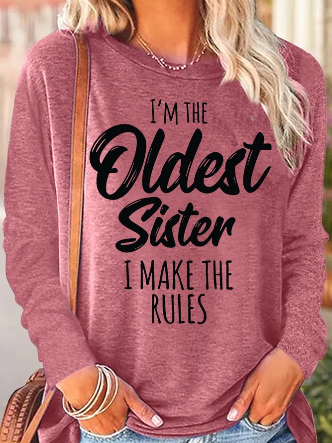 Womens Funny Sister Gift Old Sister Casual Tops