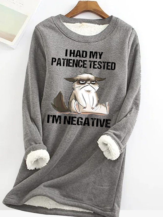Womens Funny I Had My Patience Test Grumpy Cat Animal Crew Neck Sweatshirt