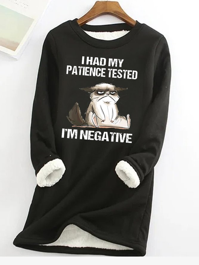 Womens Funny I Had My Patience Test Grumpy Cat Animal Crew Neck Sweatshirt