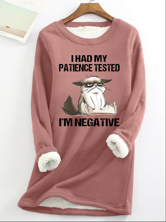 Womens Funny I Had My Patience Test Grumpy Cat Animal Crew Neck Sweatshirt