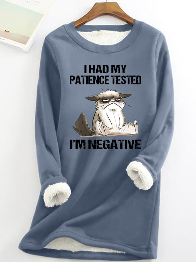 Womens Funny I Had My Patience Test Grumpy Cat Animal Crew Neck Sweatshirt