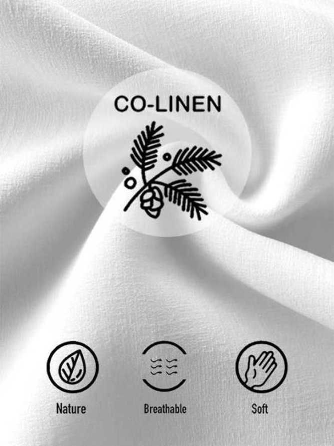 Cotton Linen Men's Holiday Geometric Texture Hawaiian Button Short Sleeve Shirt
