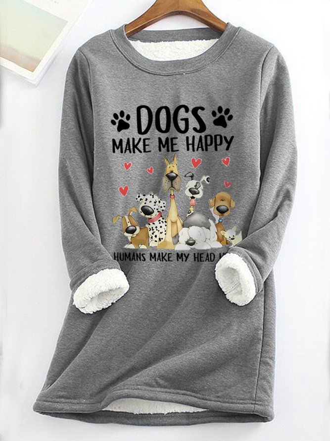 Fluff/Granular Fleece Fabric Crew Neck Casual Sweatshirt