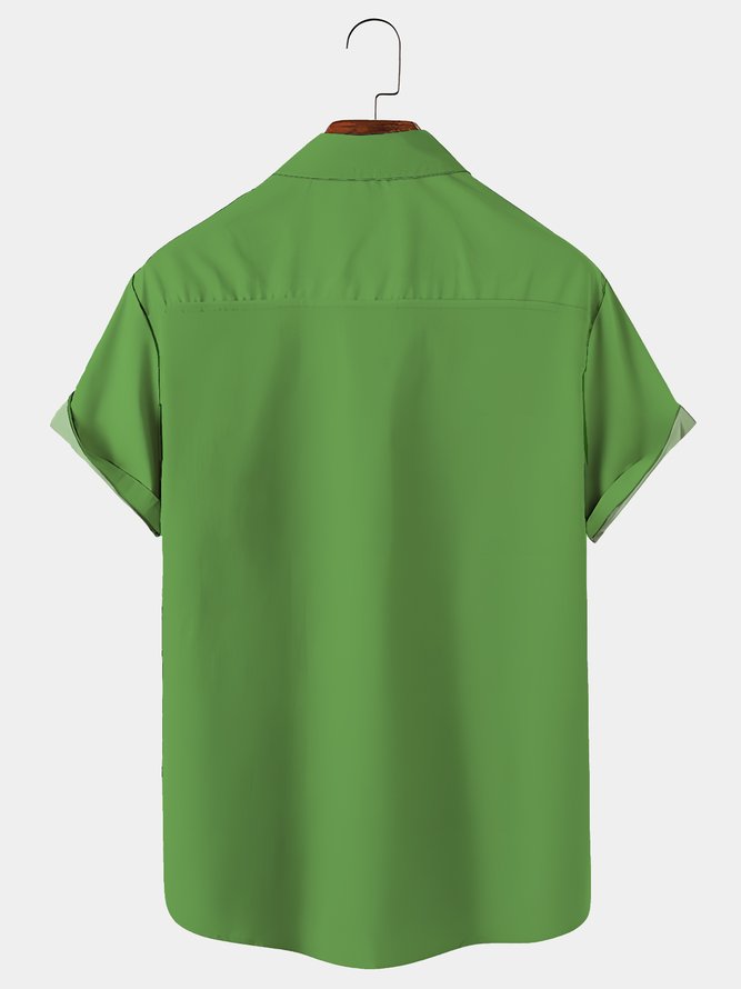 St. Patrick's Day Green Shamrock Hawaiian Men's Short Sleeve Shirt