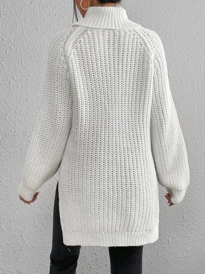 Women Casual Long Sleeve Solid Turtleneck Sweater
