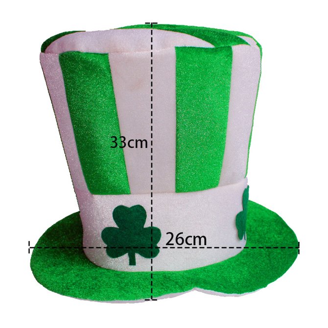  St. Patrick's Irish Green Stripe Bowler Hat Clover Three dimensional Hat