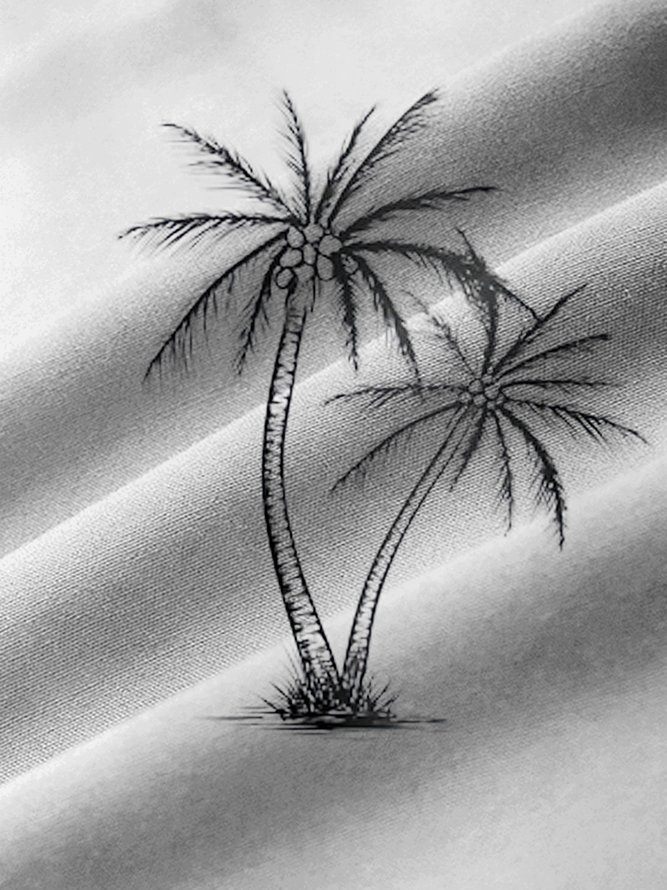 Hawaiian cotton hemp coconut tree men's pocket button shirt