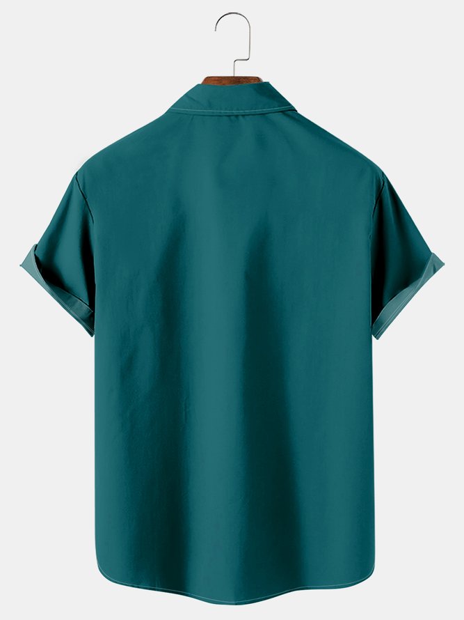 Music note gradient men's pocket button shirt
