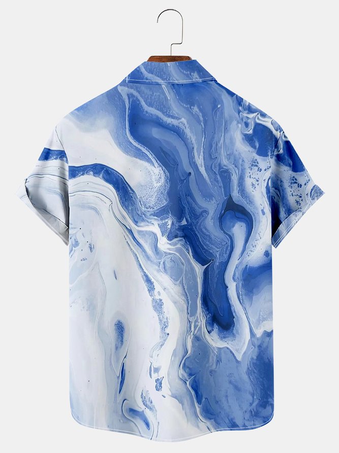 Royaura Gradient Ripple Art Men's Button Pocket Shirt