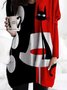 CLEARANCE Women Black-Red Long Sleeve Cotton-Blend Shirts & Tops